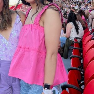 Pink tank! Scrunched thick straps!